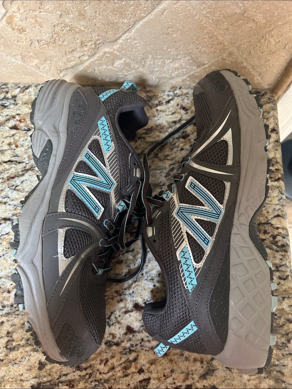 New Balance Gray and Teal Women's Trail Running Sneakers